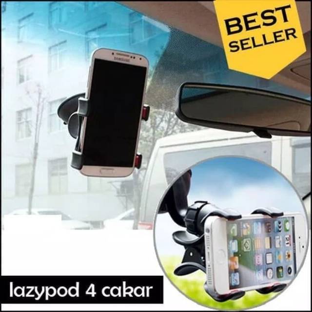 Car Holder 4 cakar universal suction cup lazypod mount hp GPS mobil