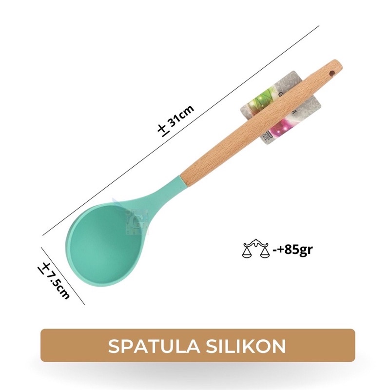 Spatula Silikon Kayu / Sendok Sup Silikon