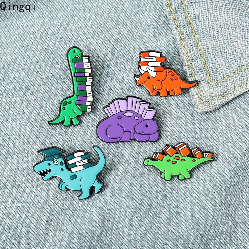 Bros Pin Enamel Bentuk Dinosaurus 5 Gaya Untuk Aksesoris Tas / Topi