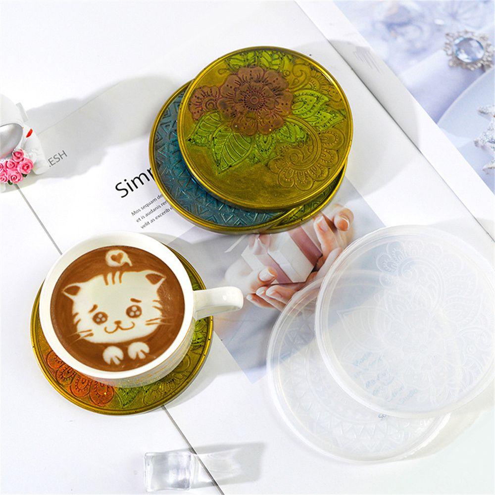 Preva Cetakan Pengecoran Resin Epoxy Dekorasi Desktop DIY Craft Tray Coaster Silicone Cup Mat Membuat Perhiasan Cetakan