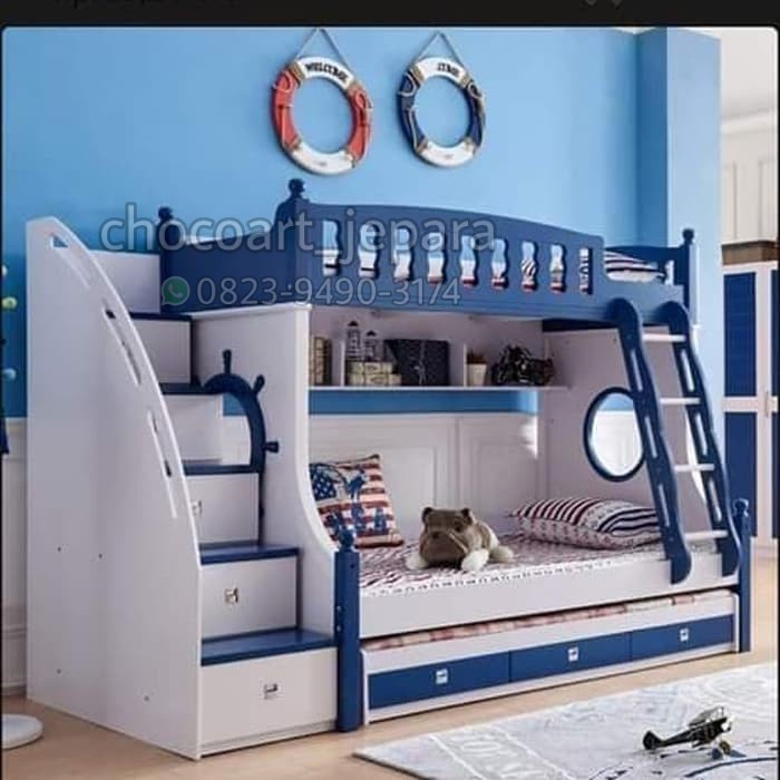 Dipan tingkat / dipan anak Tempat tidur anak terbaru tempat tidur anak kayu jati