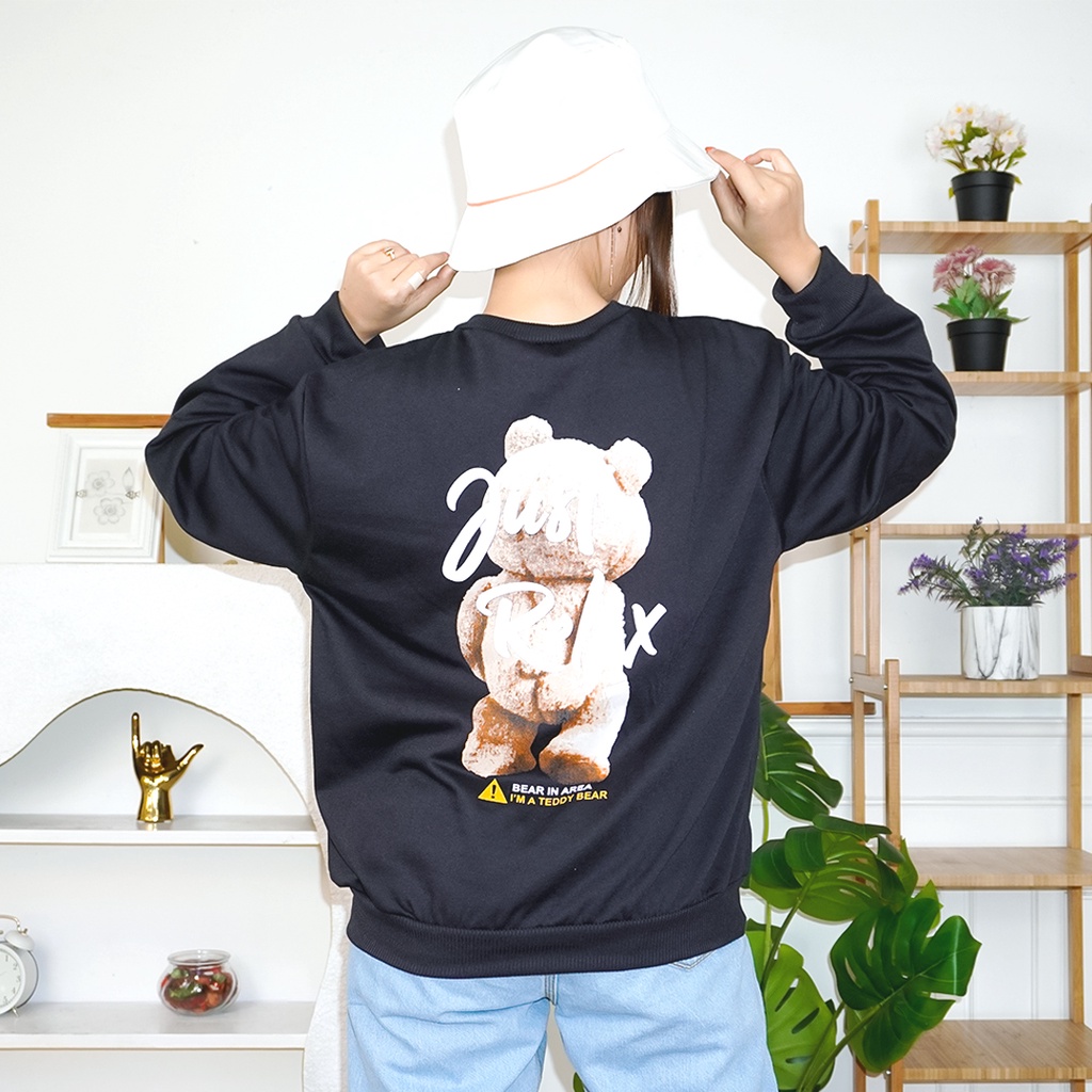 AFI - MC - FLEECE Sweater Just Relax Bear ( LD 116, PJ 60)