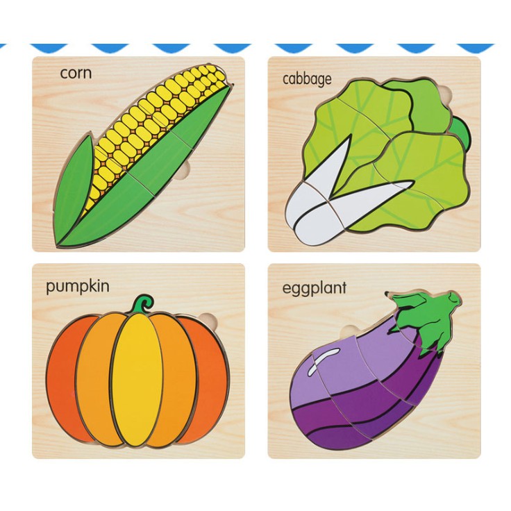 (1) Mainan Edukasi Anak Wooden PUZZLE KAYU KECIL Hewan Makanan Sayur Buah Mainan Edukatif Puzzle