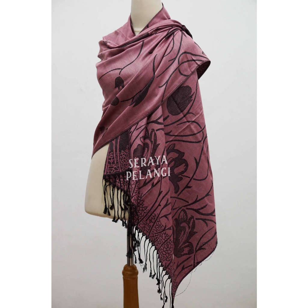 Pashmina Cashmere Motif Bunga 13 | Bunga Tulip | Kembang | Selendang | Scarf | Syal | Shawl | Pasmina Kashmir | Souvenir | Hadiah Ulang Tahun | Birthday Gift | Aksesoris Fashion Wanita | Import Quality | Grosir Murah | Luxury Scarf