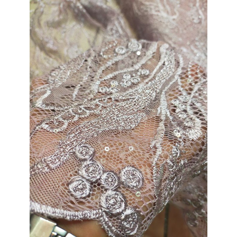 Bahan Tile Santili Bordir Glitter Murah / Kain Tulle Spider Bordir Premium / Brokat Kebaya Chantily 