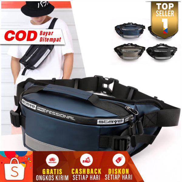 Waist Bag Pria Haoshuai Waterproof Waistbag Cowok Korean Style Murah Waisbag Branded Import Keren