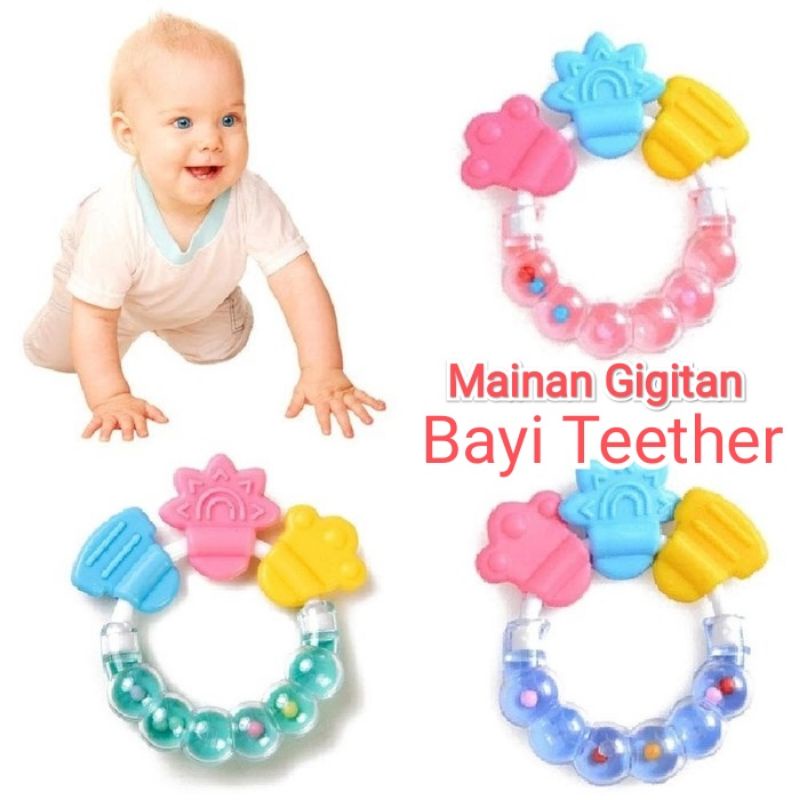 Gigitan Bayi Teether Mainan Bayi Kerincingan Gengam Mainan Gigi Bayi