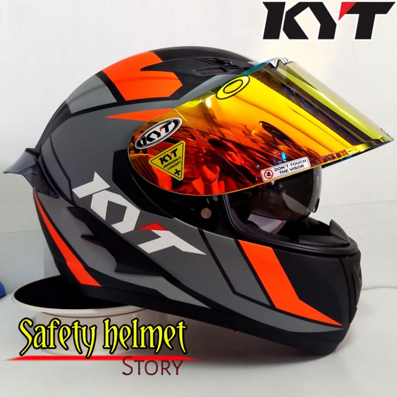 Helm Kyt FALCON FR Solid white Paket Ganteng Redbull Free Kaca original-Bk Raid mat red