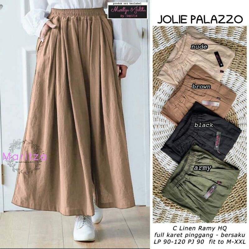 Jolie Palazzo Celana Kulot Wanita Celana Bahan Wanita Celana Jumbo Wanita Celana Warna Netral
