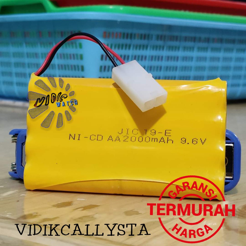 Baterai NiCd RC AA 2000mAh 9.6V Model 2 Socket Putih isi 8 BATRE MOBIL REMOT RC ISI 8