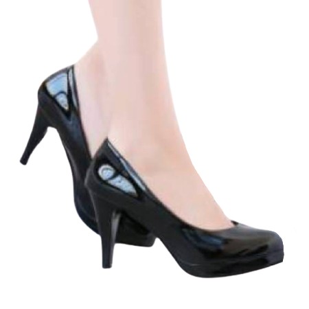 Clarisse PANTOFEL PESTA high heels wanita Moka Hitam Sepatu Hak Tinggi 9 cm Casual Basic