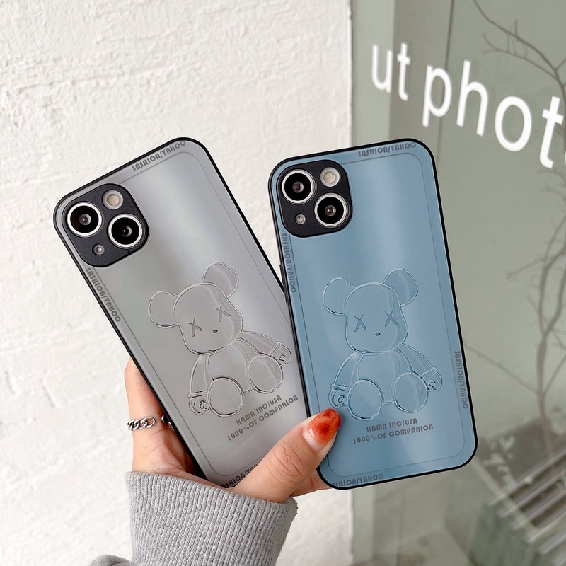 Hard Case Tempered Glass Motif Violent Bear Untuk Iphone 13 12 11 Pro X Xs Max 7 8 Plus