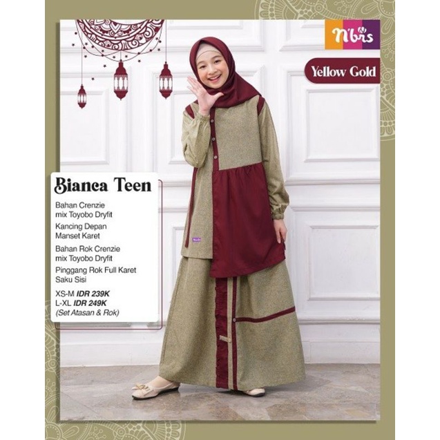 BIIANCA TEEN SET ROK DAN ATASAN REAMAJA NIBRAS