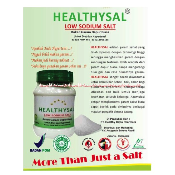 Healthysal Low Sodium 300gr Salt Garam Diet Untuk Penyakit Stroke Diabetes 300 gram Healthy Sal Lowsodium