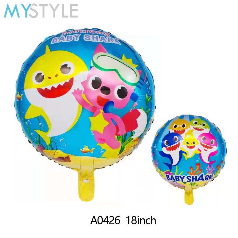 HAPPY TIME BALON FOIL TEMA BABY SHARK BALON PESTA HAPPY BIRTHDAY HBD DEKORASI ULANG TAHUN BALON IKAN HIU