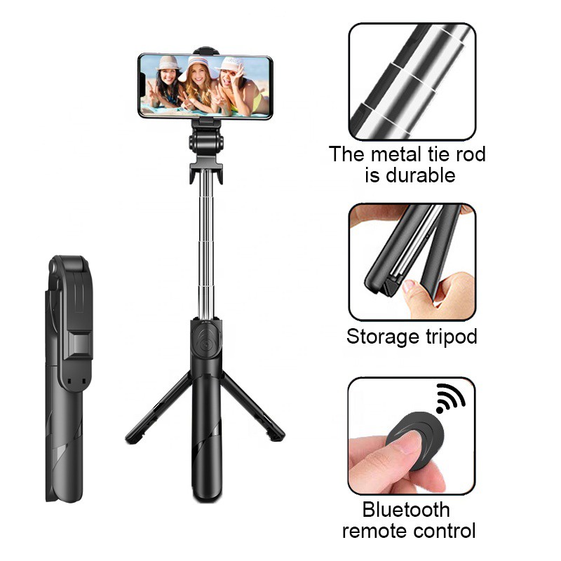 T&amp;Y Tripod Bluetooth Selfie Stick LED Flash With Fill Light Tripod Expandable Tongsis Youtuber Live Broadcast Vlog Murah Import