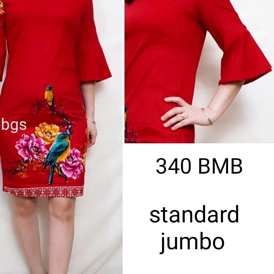 Stock Baru Dress 340 Bmb Dress Batik Edisi Imlek Warna Merah