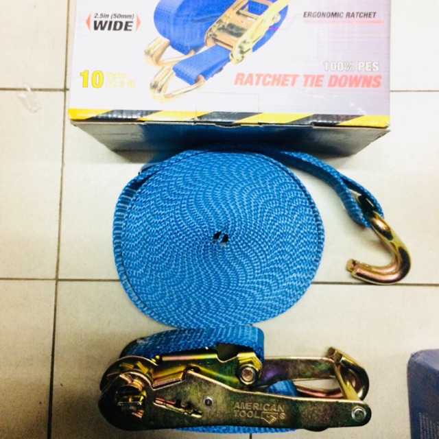 Rachet Tie Down 5 Ton 10 Meter Amtool Webbing Cargo Lashing Belt Track Belt Sabuk Truk Heavy Duty