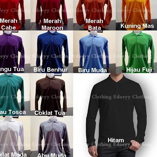 Kaos Polo Lengan Panjang - Kaos Kerah Lengan Panjang - Polo Shirt Lengan Panjang - Baju Berkerah ➽