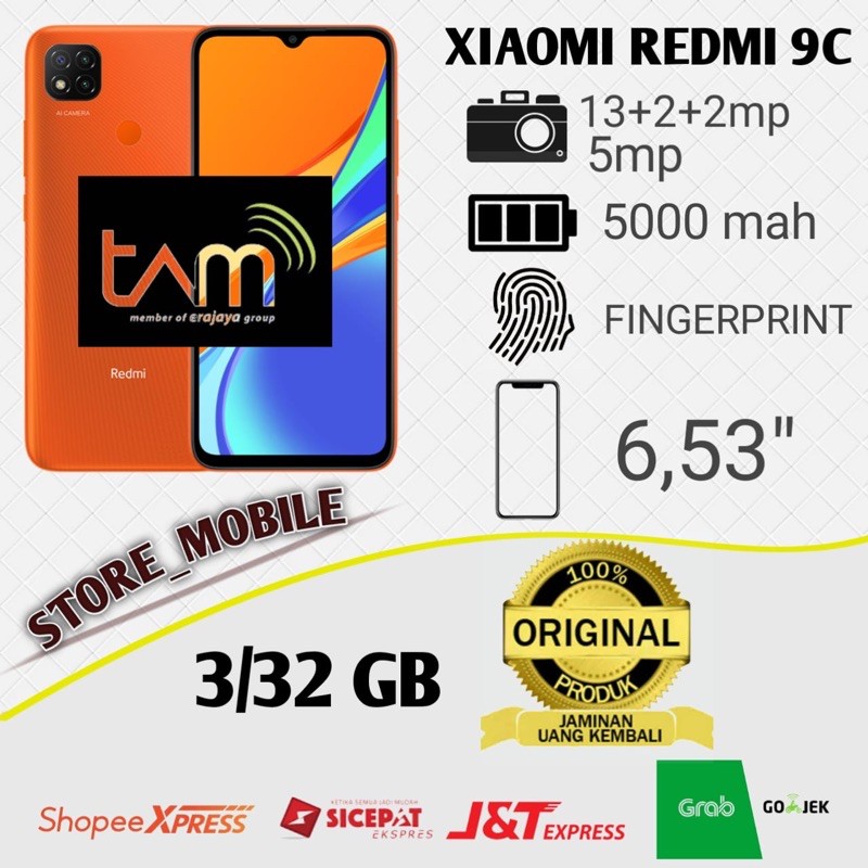 XIAOMI REDMI 9C 3/32 RAM 3GB ROM 32GB 9A 2/32 GARANSI RESMI TAM