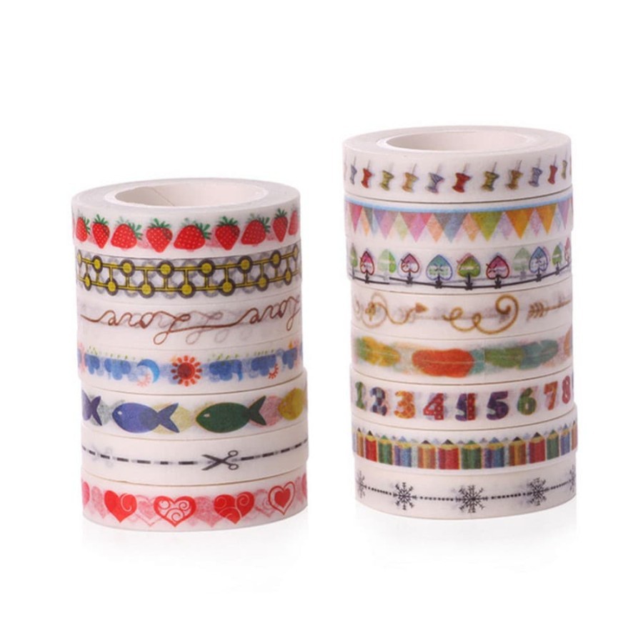 Japanese Washi Tape - Random Pattern 0,5cmx10m (5pcs)