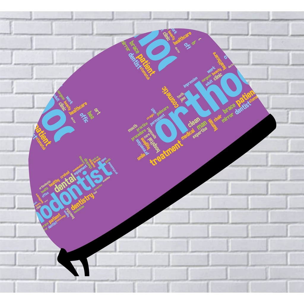 Head Cap /Topi Medis / Scrub Hat / Surgical Cap / Topi Dokter Custom Printing Motif Orthodontis / de