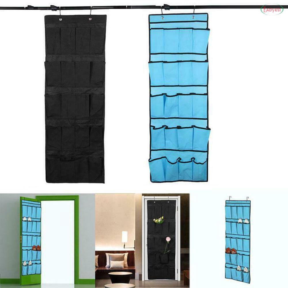 Shoe Organiser Home Slippers Rack Hanger Fabric Over The Door Belts 20 Pockets Space Saving New Shopee Indonesia