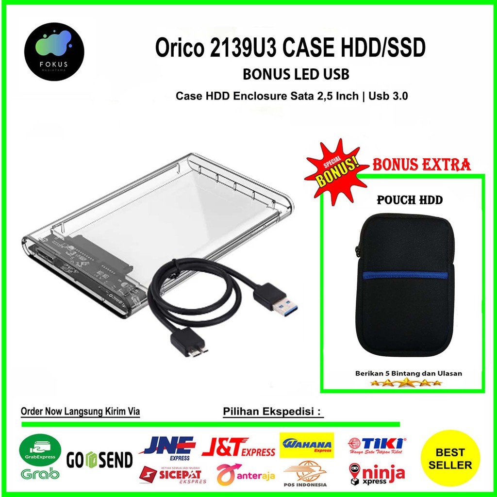 ORICO 2139U3 External Case HDD Enclosure 2.5&quot; Inch SATA USB 3.0 - Bonus Pouch