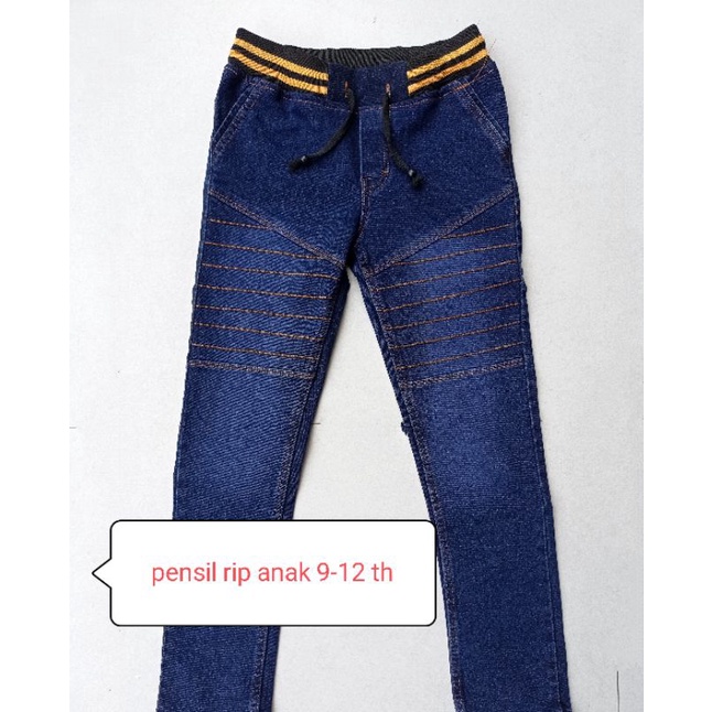 Celana jeans pensil  anak laki laki 9-12 thn/ hitam stret melar /levis rip panjang