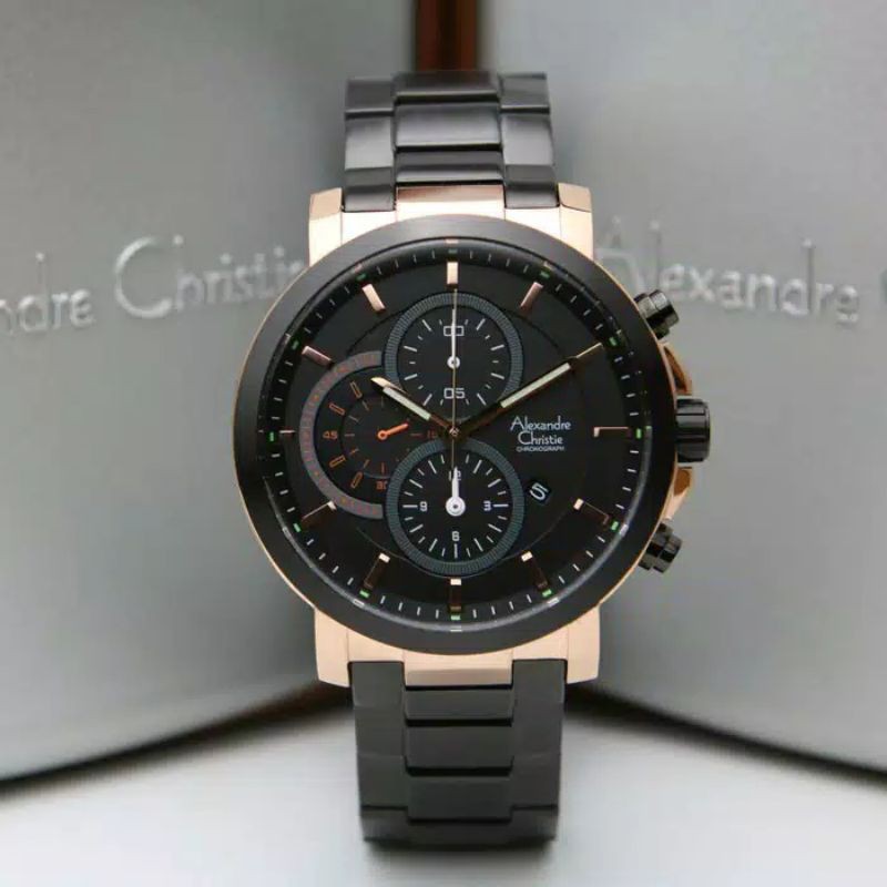 JAM TANGAN PRIA ALEXANDRE CHRISTIE AC 6563 BLACK ROSEGOLD
