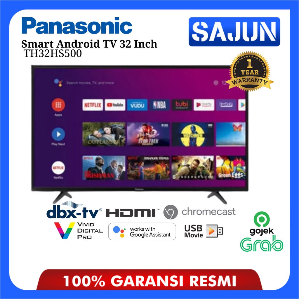 Free Packing Kayu J&amp;T JNE  - Panasonic Smart Android TV 32 Inch TH32HS500 / TH32HS500G / TH-32HS500G  Netflix Youtube