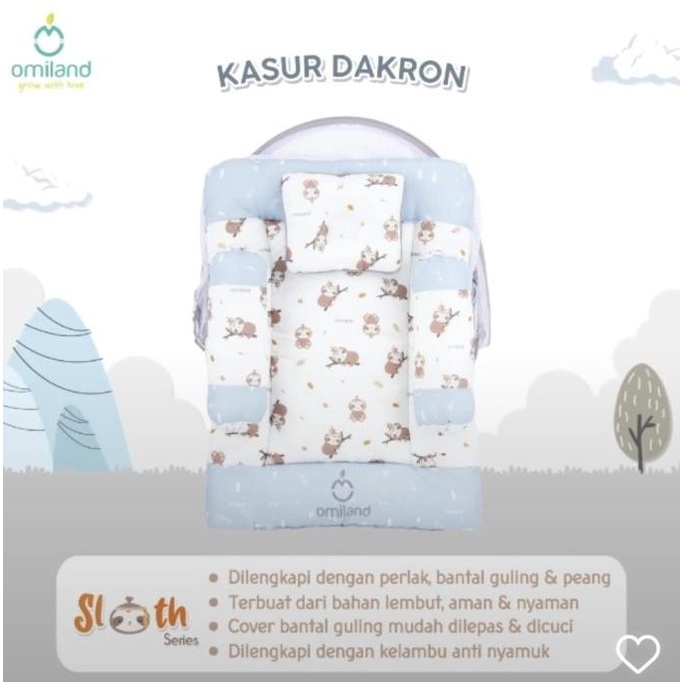 Makassar! Kasur Bayi Lipat Dakron + Kelambu Omiland Sloth Series OB19151/52