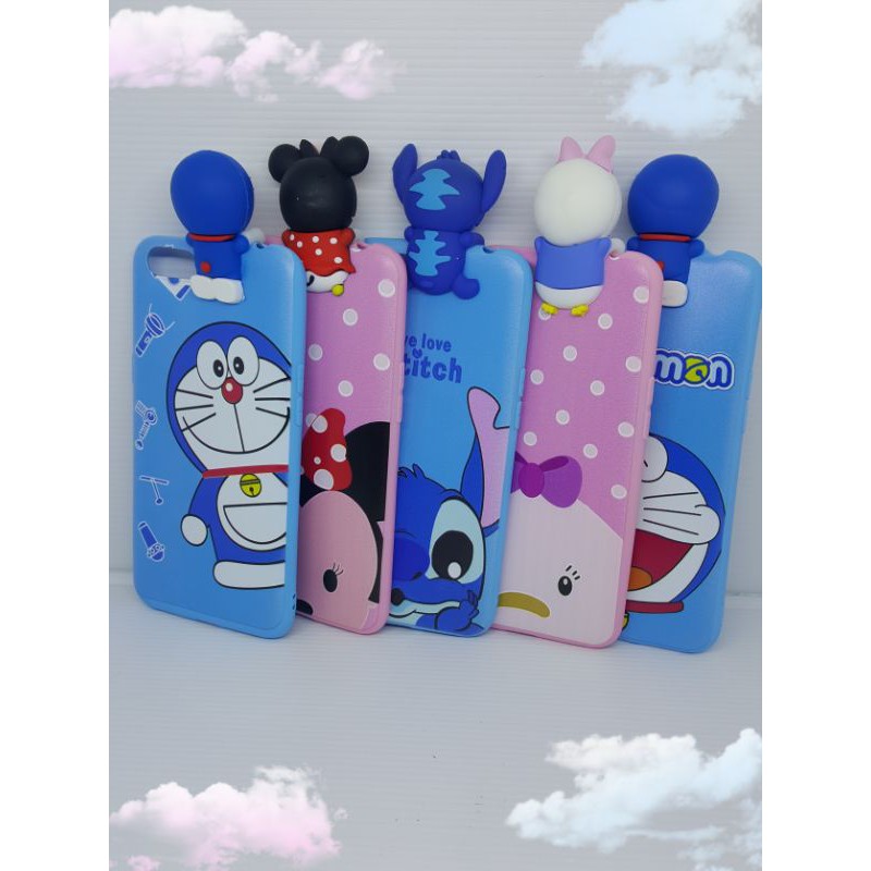 Softcase disney boneka manjat Intip + Temperedglass Oppo F5 F7 F7youth