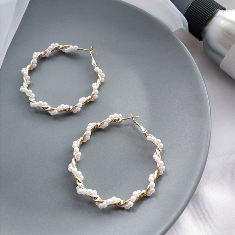 Anting Mutiara Handmade Model Twisted C-ring