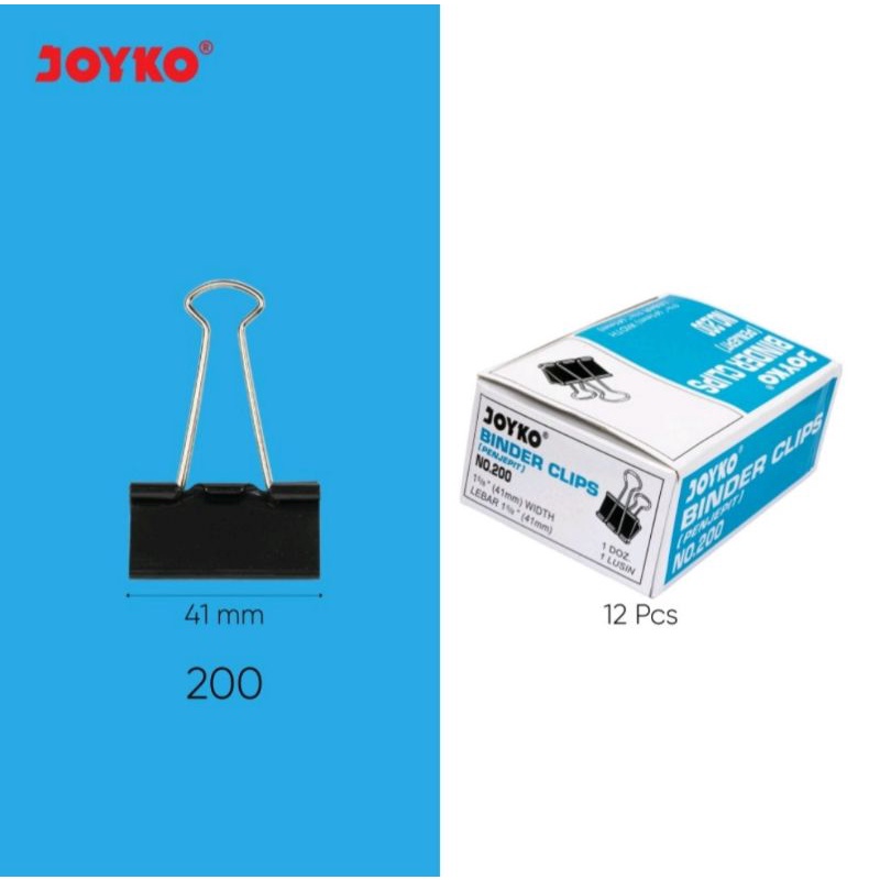 

Binder Clip Joyko 200 Penjepit Kertas Sedang 41 mm