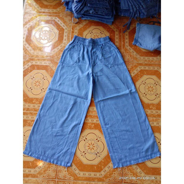 COD KULOT JEANS RAWIS MURAH JUMBO WANITA PINGGANG KARET HIGHWAIST JEANS TEBAL MURAH