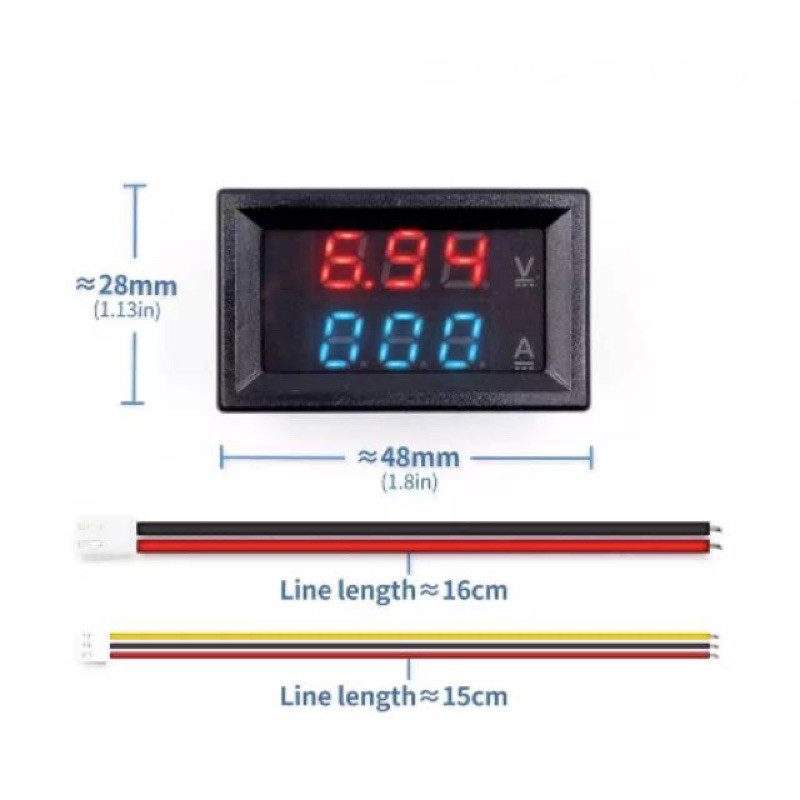 DISPLAY COMBO VOLT AMPER METER AMMETER DC 0-100V/10A RED AND BLUE LED DISPLAY  DC 4.5 - 30V POWER