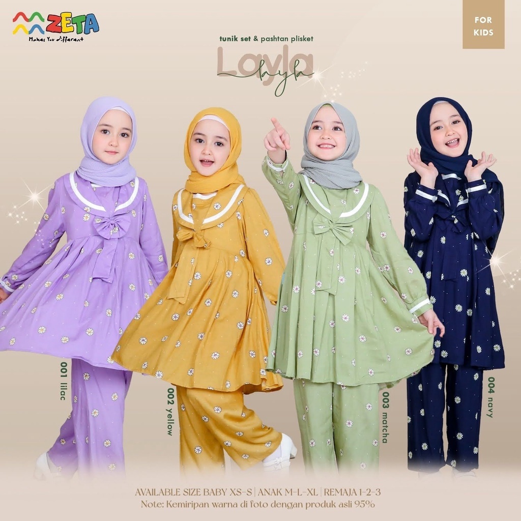Set Tunik Anak Terbaru Layla Series Original Zeta Outfit
