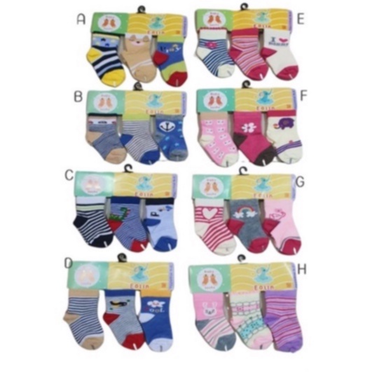 Eolin baby socks 3in1 / kaos kaki bayi 3pc