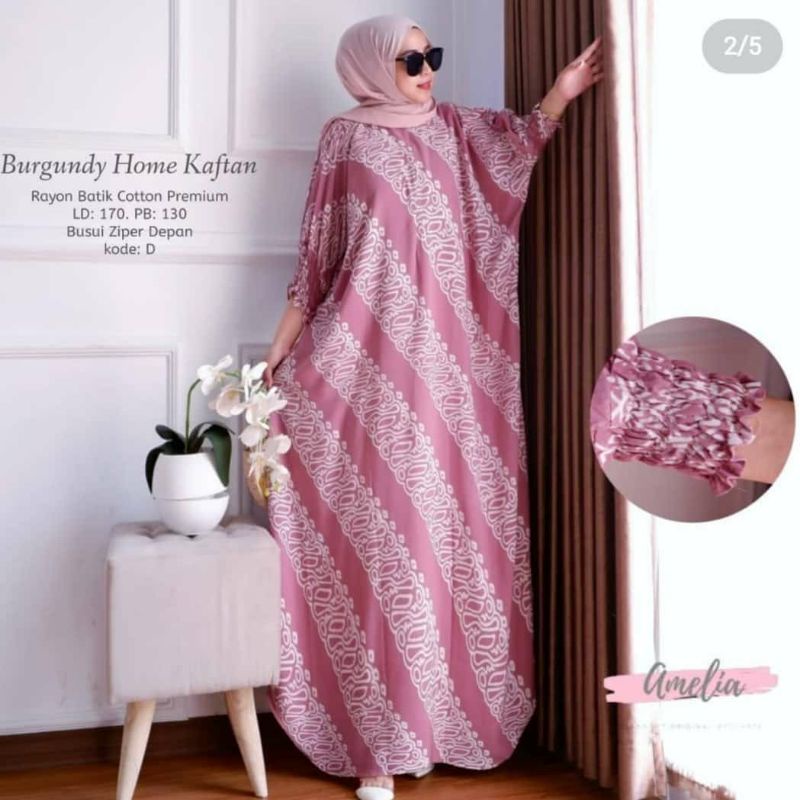 [NEW] KAFTAN HOMEDRESS FASHION MUSLIM // BURGUNDY KAFTAN BY AMELIA