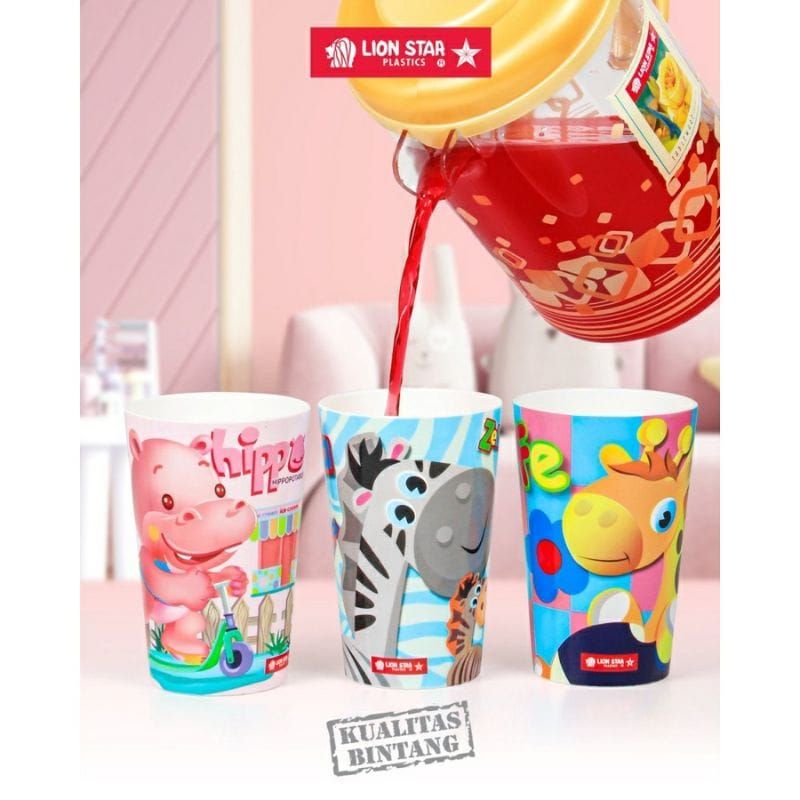 GELAS LION STAR KARAKTER LUCU 300 ML  BASICCUP  GL 64