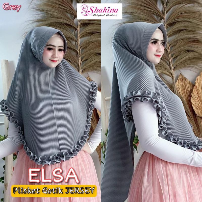 Jilbab Maryam Plisket Elsa Rempel Simpel Original Shakina-Grey