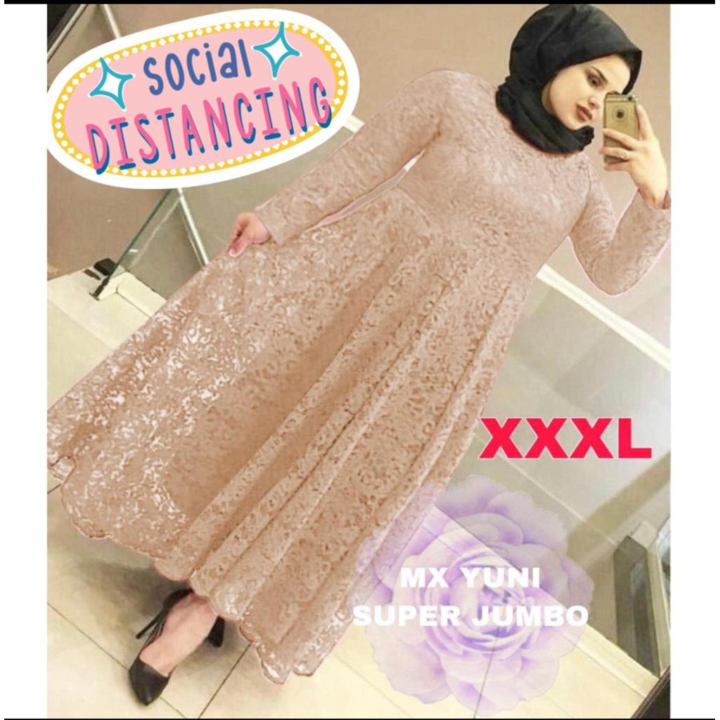 (PASTI REALPIC) GAMIS YUNI SUPER JUMBO XXXL BUSUI BIGSIZE MAXI DRESS MUSLIM BRUKAT TULANG TIMBUL