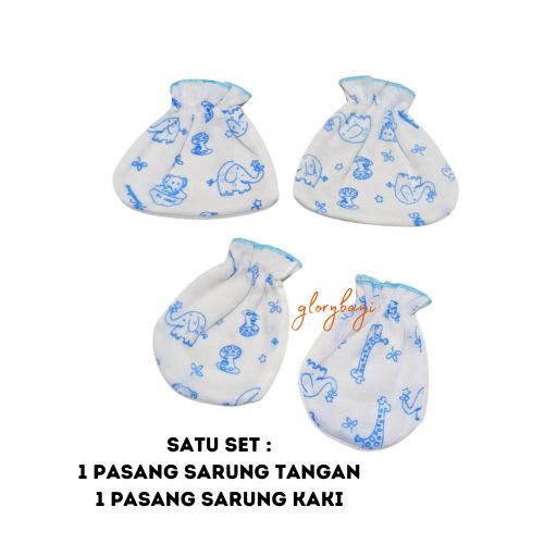 Sarung Tangan Bayi Print Putih Cotton