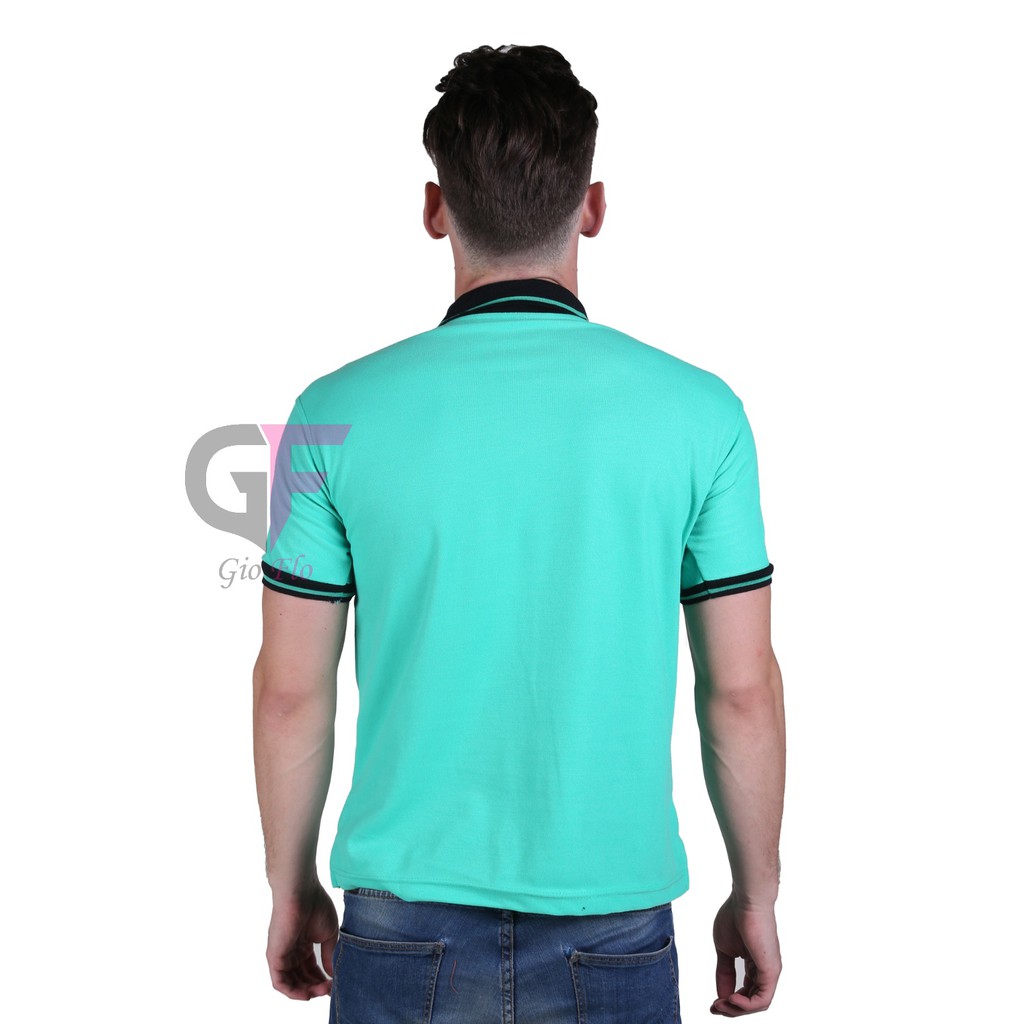 GIOFLO Baju Pria Polo Shirt Casual Lengan Pendek Tosca Kerah Hitam / PLS 105
