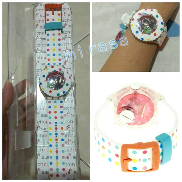 Ready New Jam Tangan Swatch Scuba Polka White
