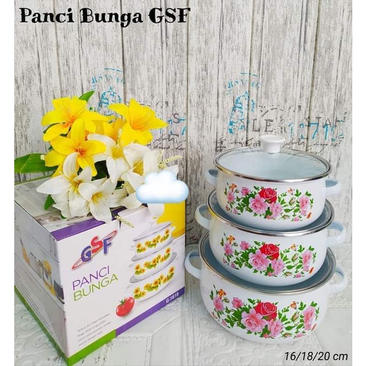 Panci Bunga Enamel Set 3 GSF-1618