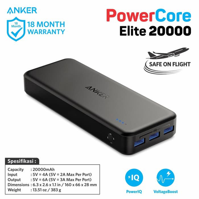 PowerBank Anker PowerCore Elite 20000 mAh Black A1273 pb