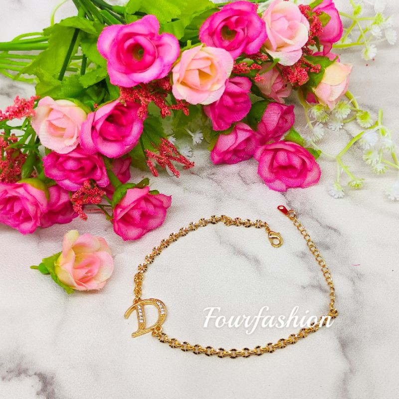 Fourfashion Gelang Tangan Sirkon Huruf Latin Inisial Xuping Lapis Emas