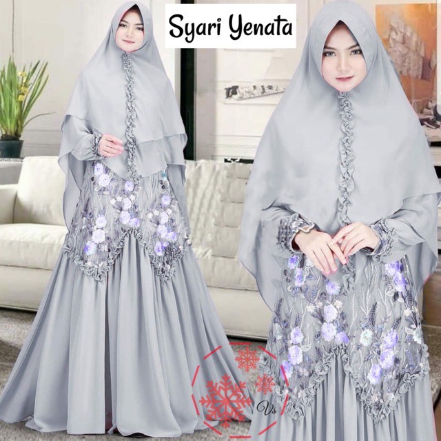 Ruairu SET SYARI RENATA GAMIS SYARI JUMBO BUSUI KOMBI BRUKAT TILE FREE BERGO SYARI MEWAH 6 Murah